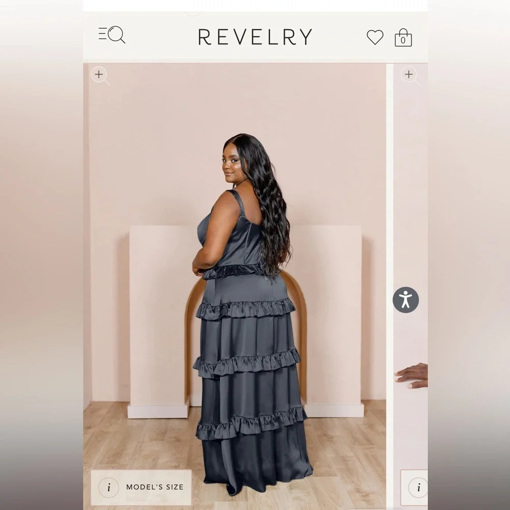 Revelry Sloan Satin Dress in Black Size 8 - Picture 3 of 3